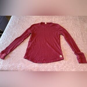 Lucky Brand Long Sleeve Maroon Waffle Top